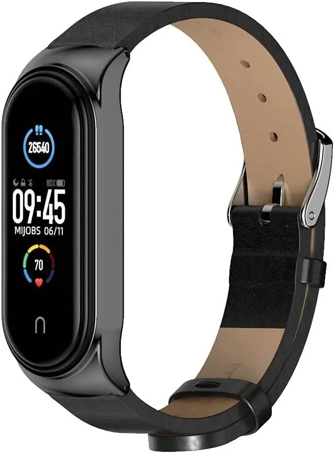 Trending Now Xiaomi Mi Band 6 Modern Leather Strap (Black)  Dont Miss Out!