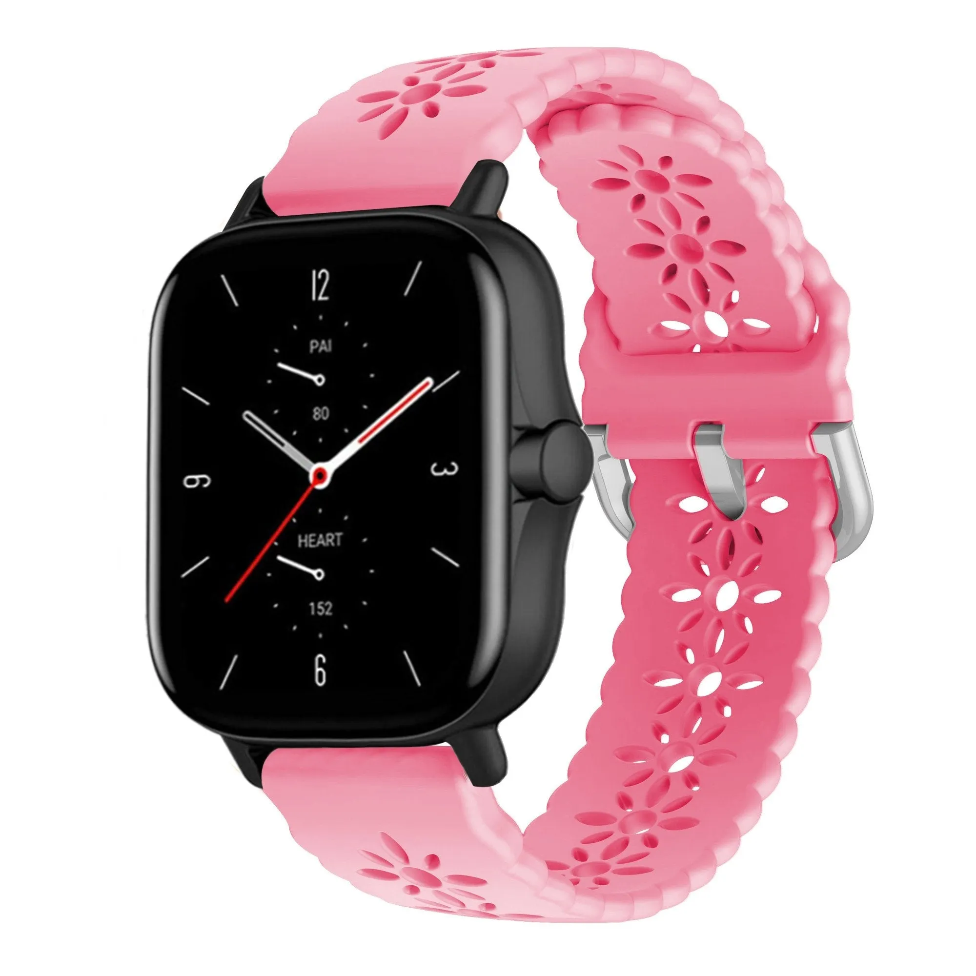 Trendy 2025 Amazfit GTS 2 Silicone Strap Patterned (Bright Pink)  Dont Miss Out!