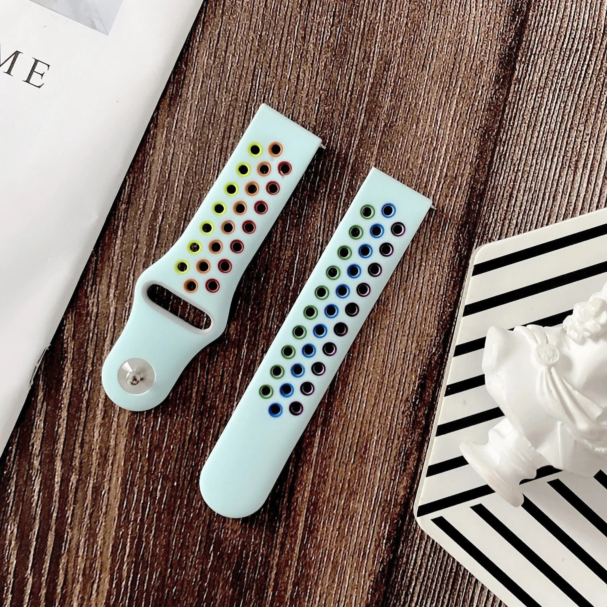 Trendy 2025 Amazfit GTS 2 Sport Strap (Light Blue/Multicoloured)  Stylish & Comfortable