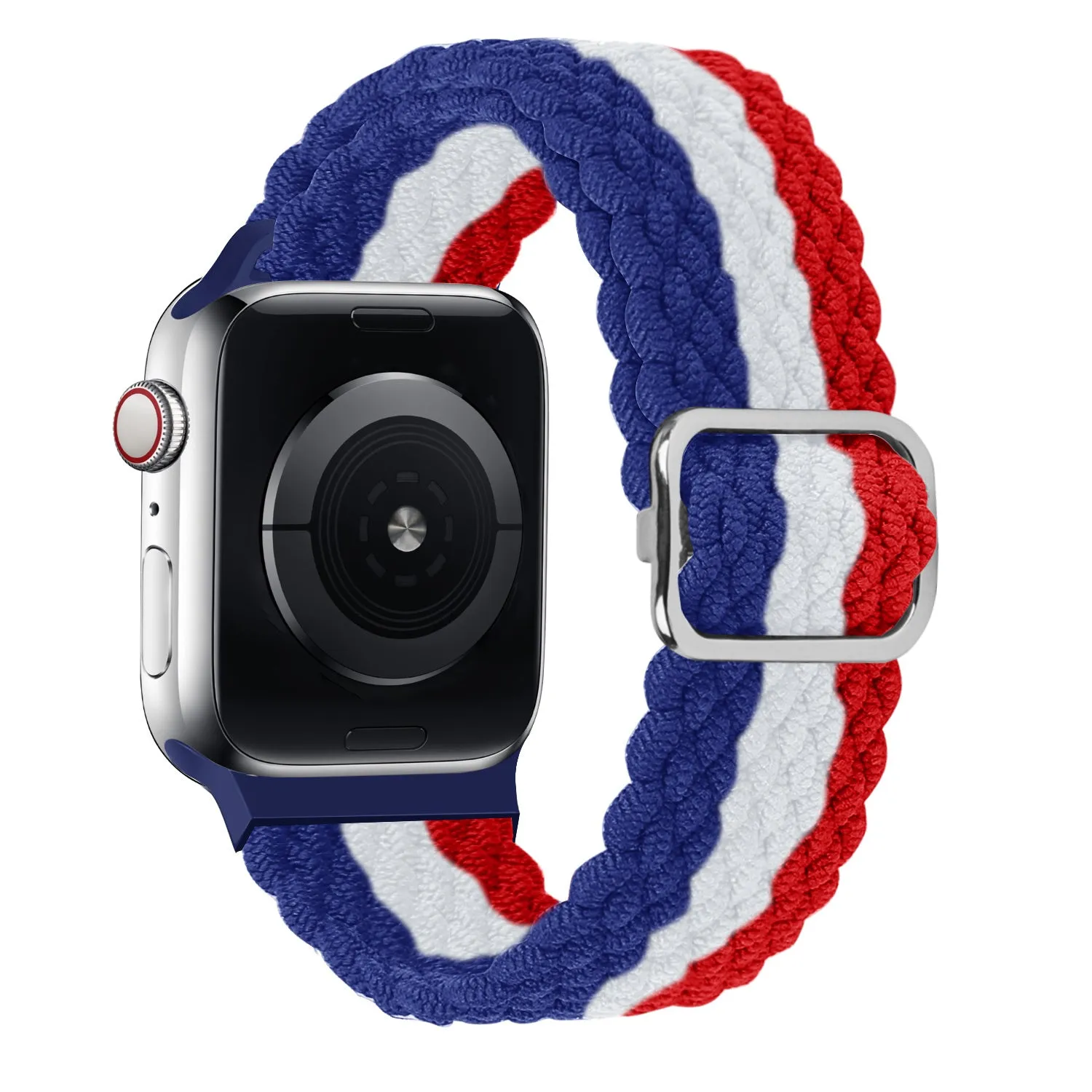 Trendy 2025 Apple Watch Braided Nylon Strap (Red/White/Blue)  Limited Release!