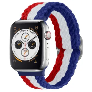 Trendy 2025 Apple Watch Braided Nylon Strap (Red/White/Blue)  Limited Release!