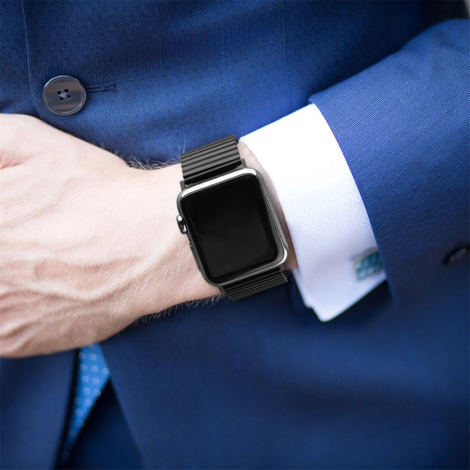 Trendy 2025 Apple Watch Elastic Steel Strap (Black)  Stylish & Comfortable