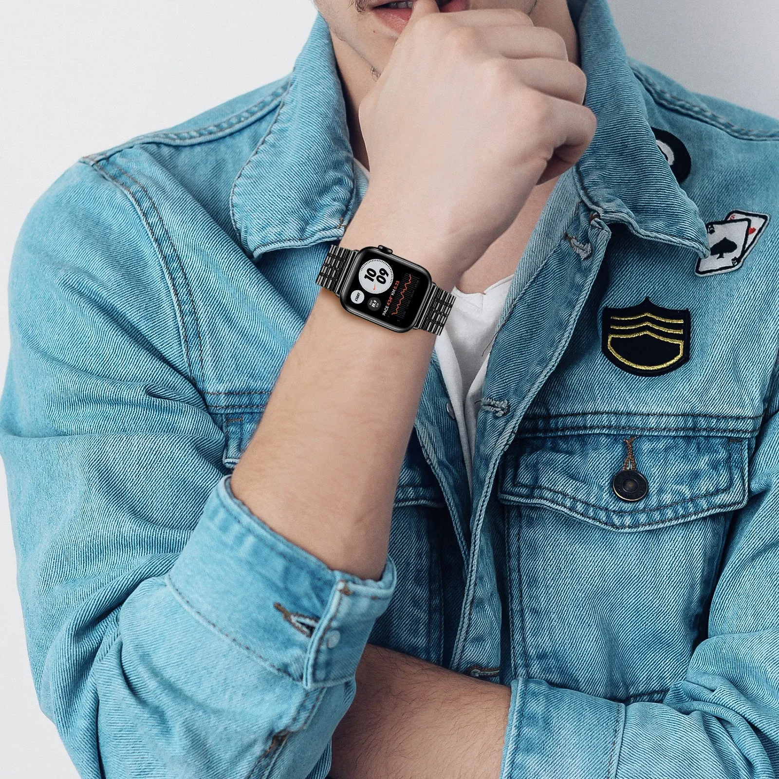 Trendy 2025 Apple Watch Fine Steel Strap (Black)  Limited Release!
