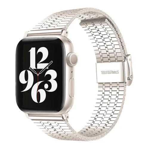 Trendy 2025 Apple Watch Fine Steel Strap (Starlight)  Dont Miss Out!