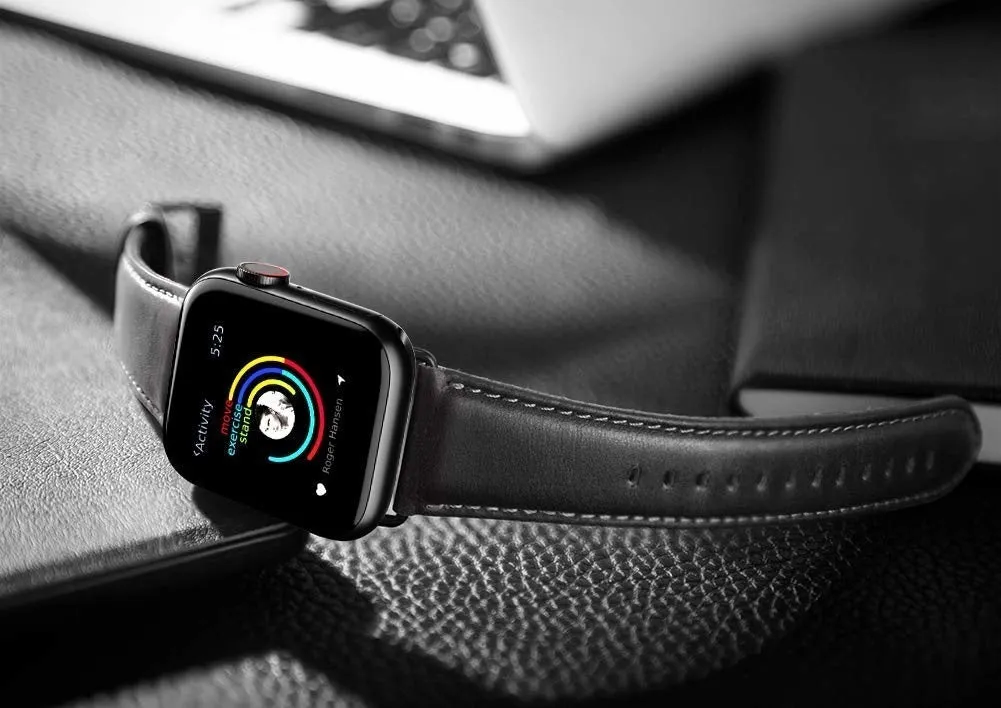 Trendy 2025 Apple Watch Leather Strap (Black)  Last Chance!