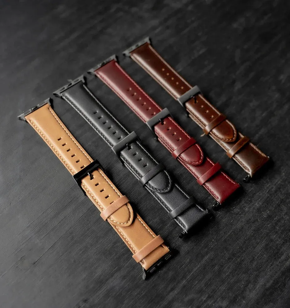 Trendy 2025 Apple Watch Leather Strap (Black)  Last Chance!