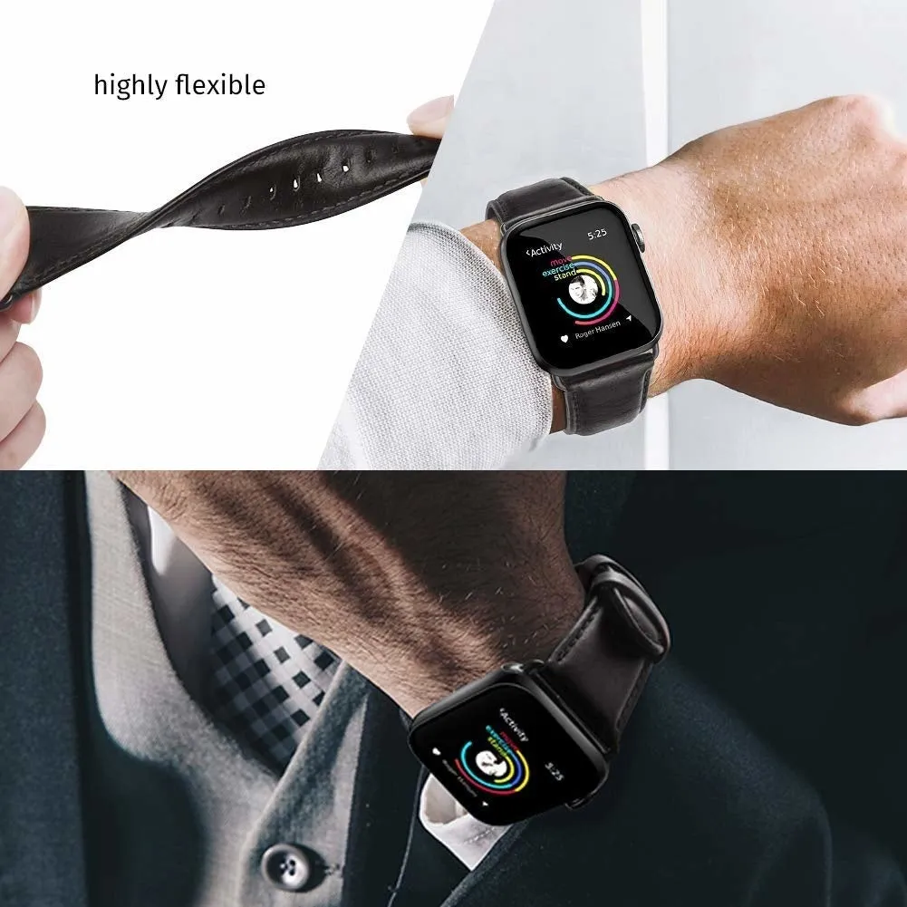 Trendy 2025 Apple Watch Leather Strap (Black)  Last Chance!