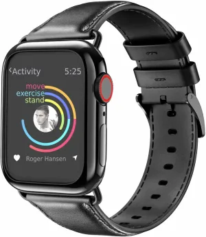 Trendy 2025 Apple Watch Leather Strap (Black)  Last Chance!