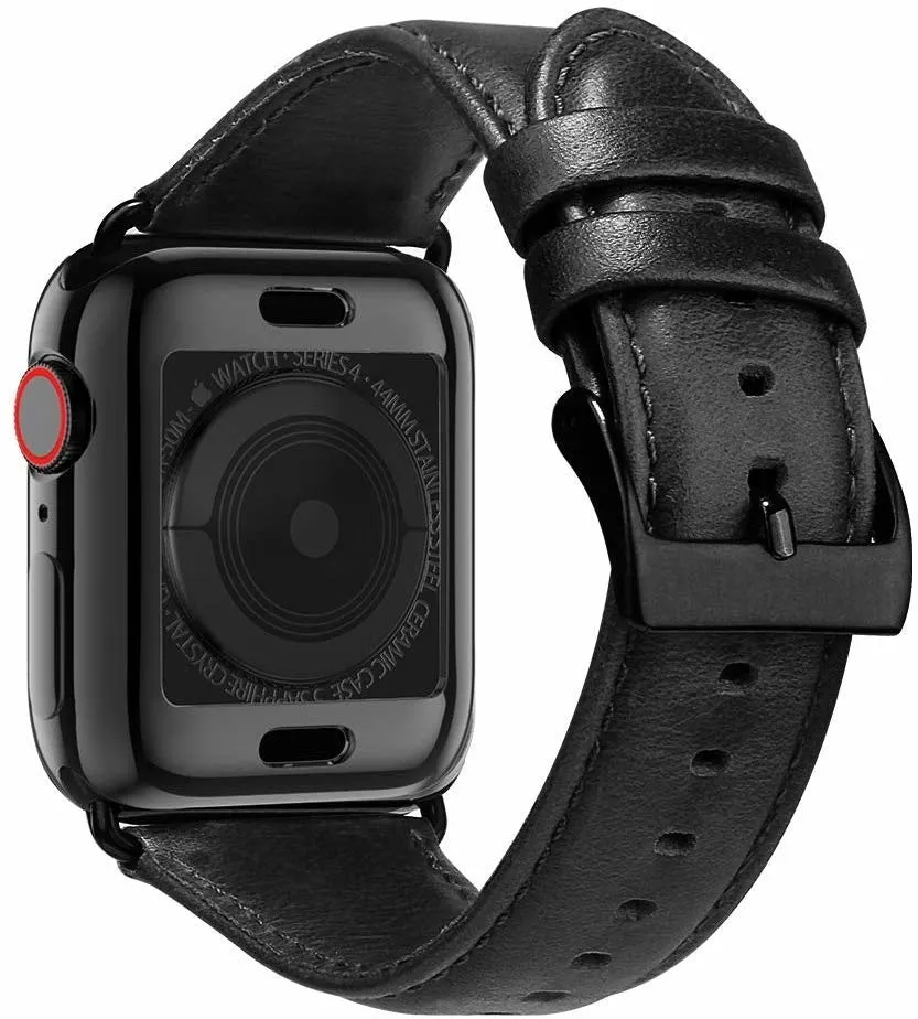 Trendy 2025 Apple Watch Leather Strap (Black)  Last Chance!