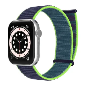 Trendy 2025 Apple Watch Nylon Loop Strap (Dark Blue/Lime)  Limited Availability!