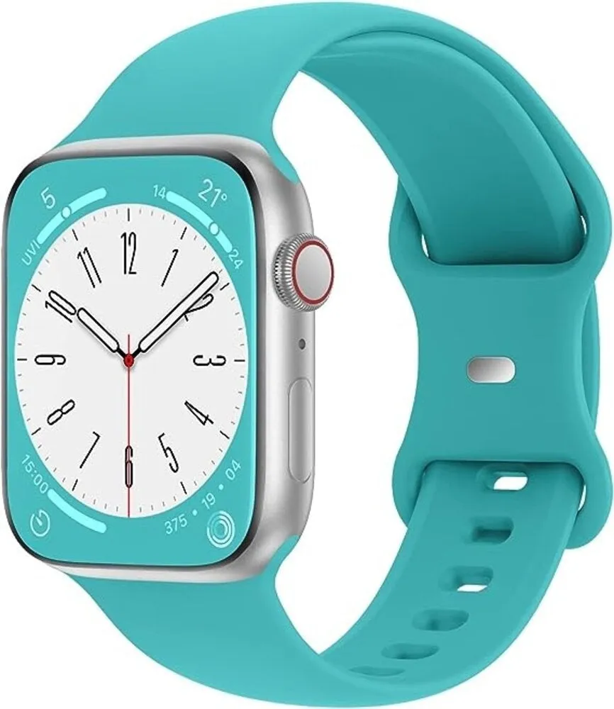 Trendy 2025 Apple Watch Silicone Strap Classic (Aqua)  Today Only!