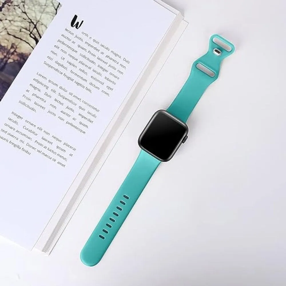 Trendy 2025 Apple Watch Silicone Strap Classic (Aqua)  Today Only!