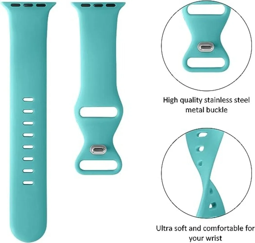 Trendy 2025 Apple Watch Silicone Strap Classic (Aqua)  Today Only!