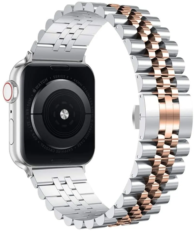 Trendy 2025 Apple Watch Steel Strap Jubilee (Silver/Rose Gold)  Last Chance!
