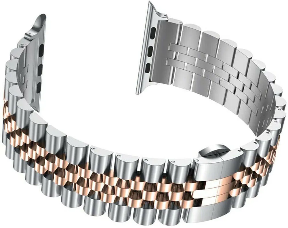 Trendy 2025 Apple Watch Steel Strap Jubilee (Silver/Rose Gold)  Last Chance!