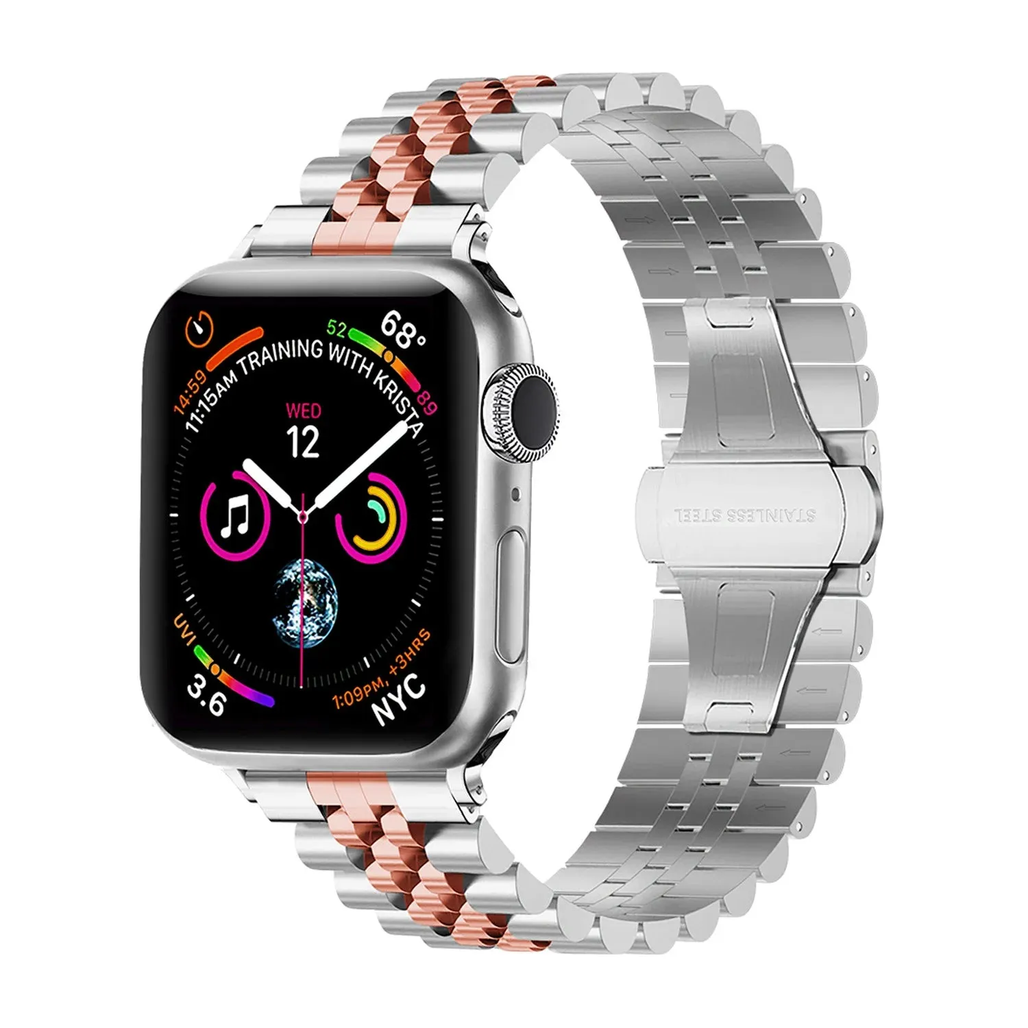 Trendy 2025 Apple Watch Steel Strap Jubilee (Silver/Rose Gold)  Last Chance!