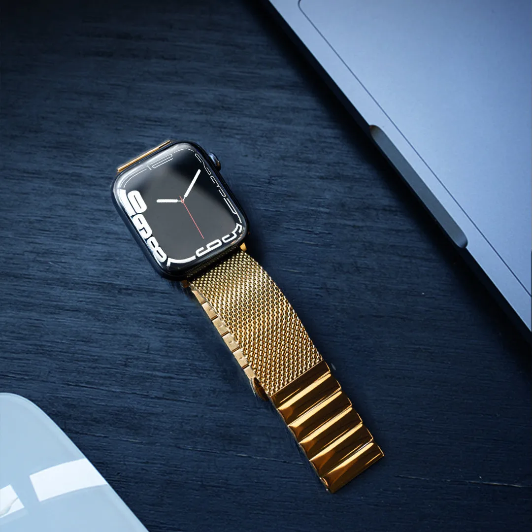 Trendy 2025 Apple Watch Steel/Milanese Strap (Gold)  Ends Soon!
