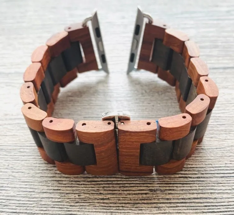 Trendy 2025 Apple Watch Wood Strap (Red Brown/Black)  Limited Stock!