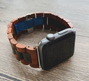 Trendy 2025 Apple Watch Wood Strap (Red Brown/Black)  Limited Stock!