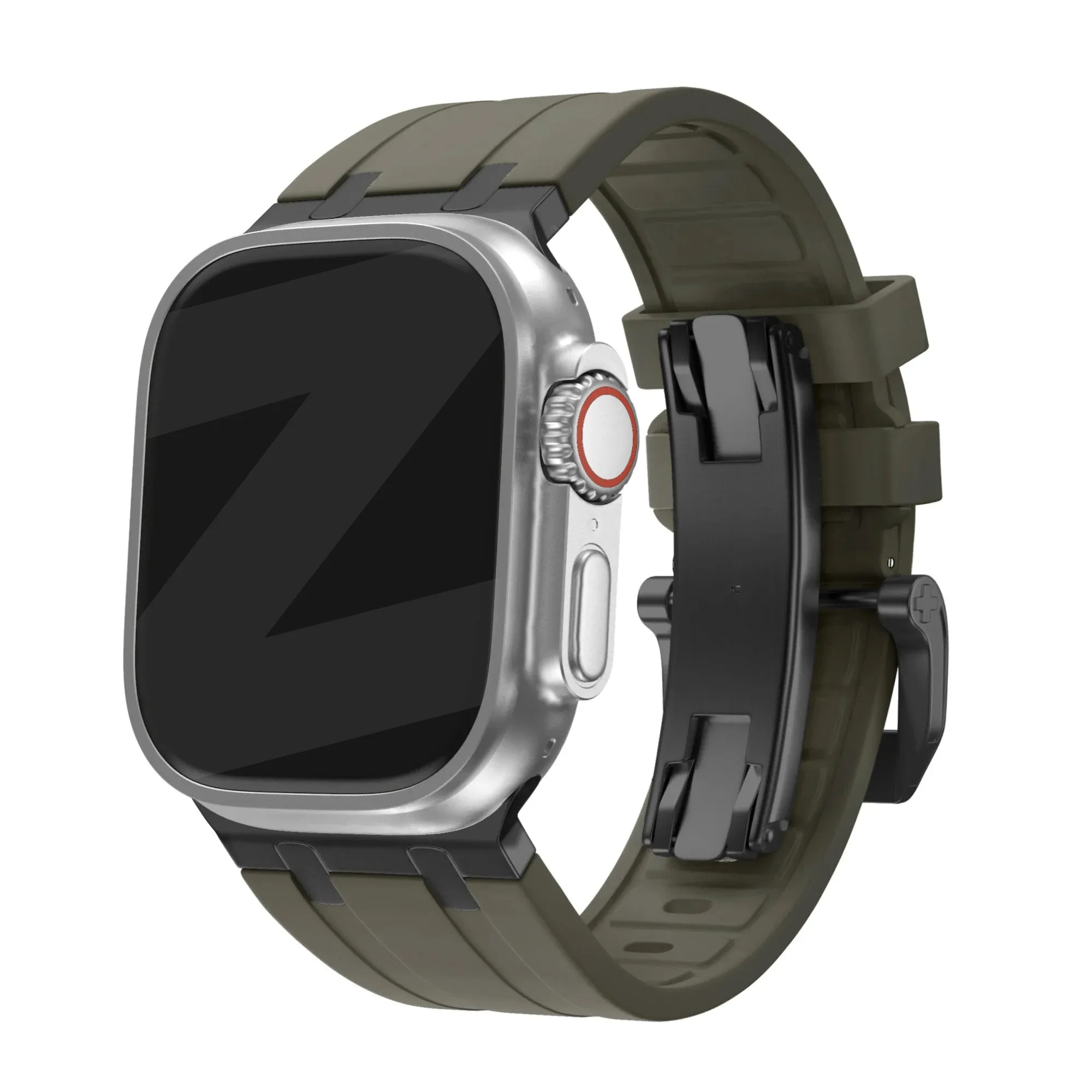 Trendy 2025 Bandz Apple Watch Silicone Strap 'Luxe Liquid' (Brown With Black)  Almost Sold Out!