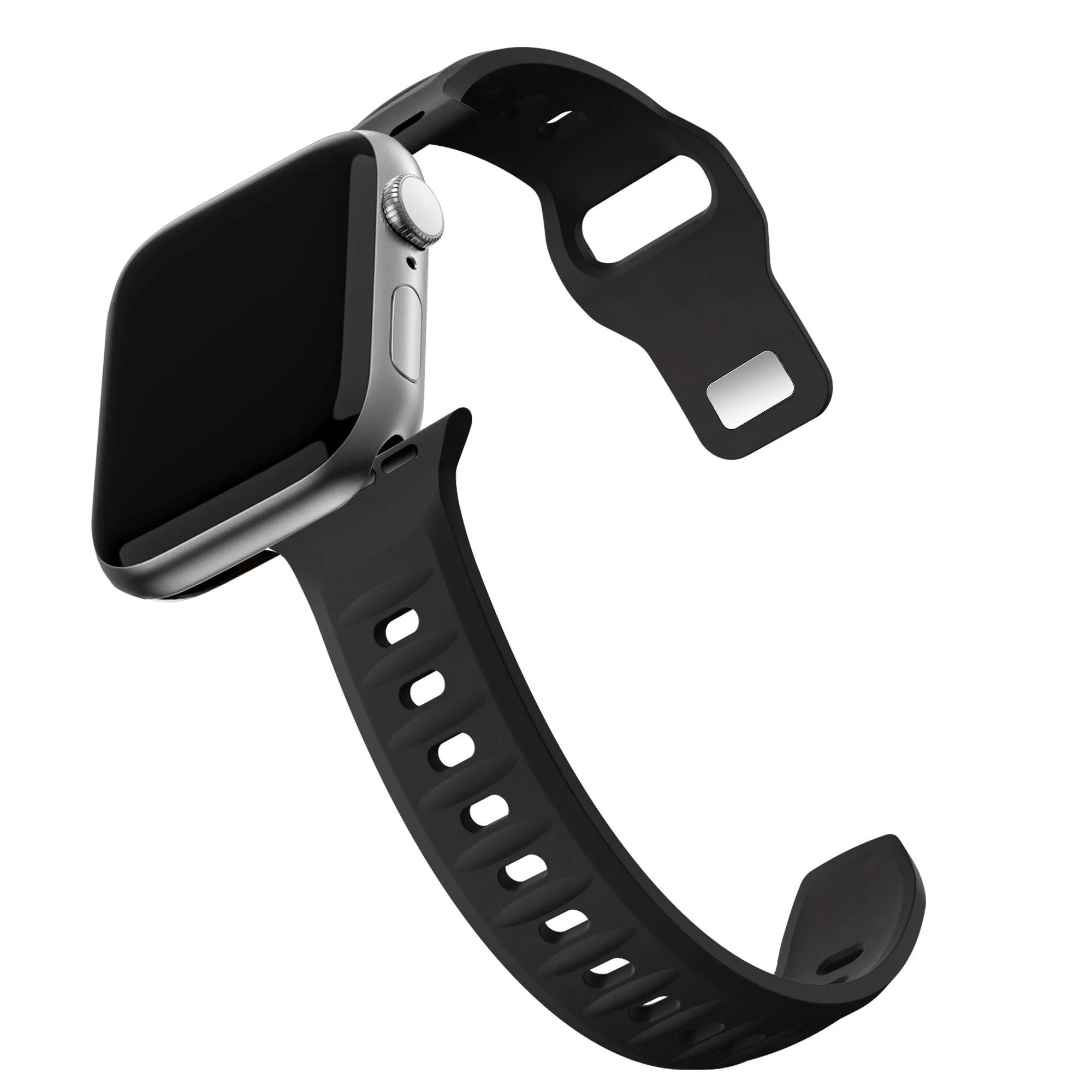 Trendy 2025 Bandz Apple Watch Silicone Strap 'Outdoor' (Black)  Limited Availability!
