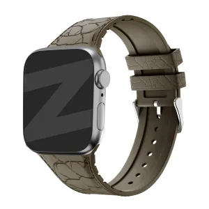 Trendy 2025 Bandz Apple Watch Silicone Strap With Leather Pattern (Brown)  Last Chance!