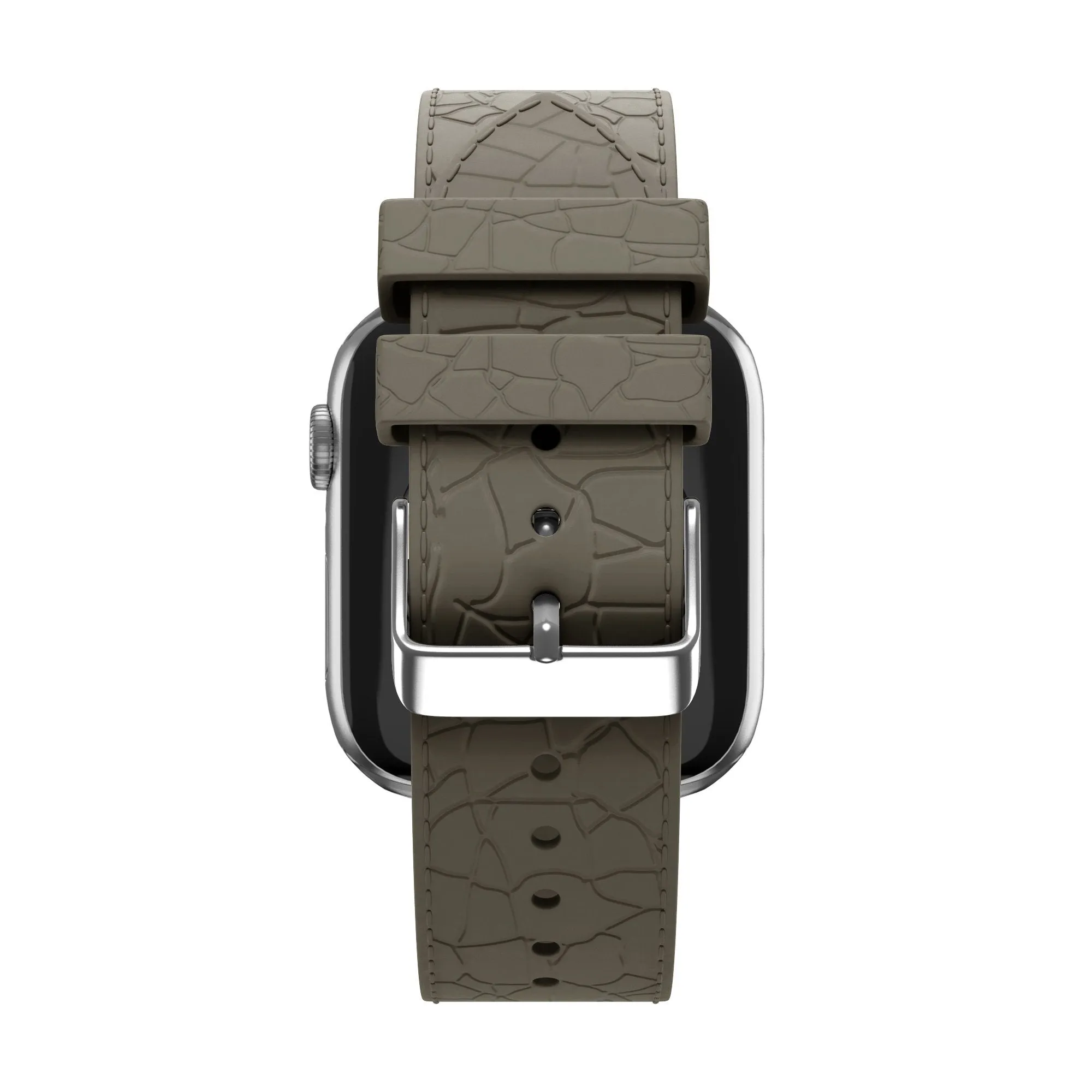 Trendy 2025 Bandz Apple Watch Silicone Strap With Leather Pattern (Brown)  Last Chance!