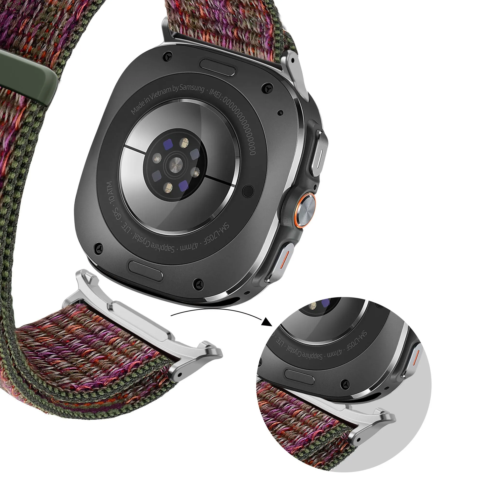 Trendy 2025 Bandz Samsung Galaxy Watch Ultra Nylon Loop Strap (Green Mix)  Almost Sold Out!