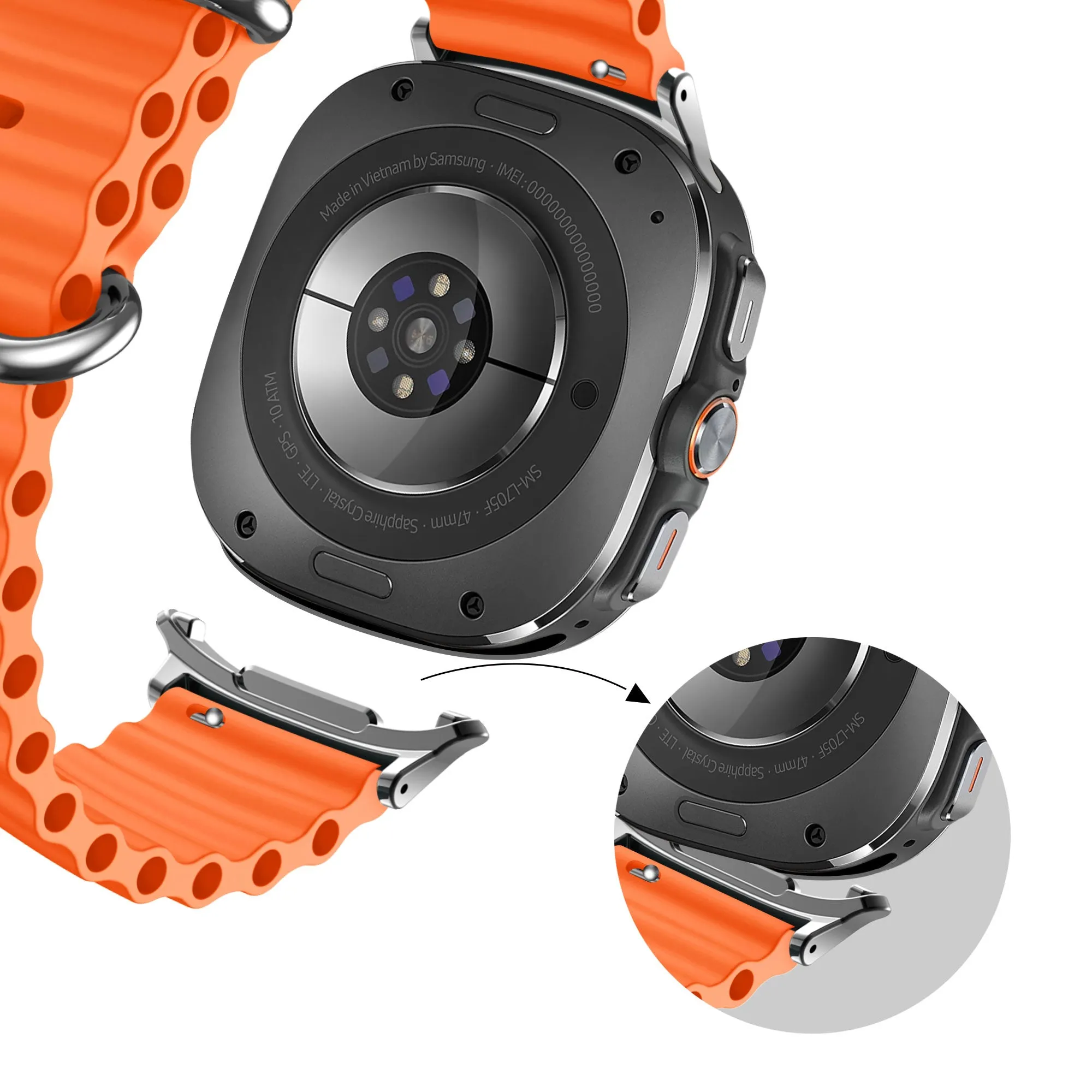 Trendy 2025 Bandz Samsung Galaxy Watch Ultra Ocean Strap 'Classic' (Orange)  Today Only!