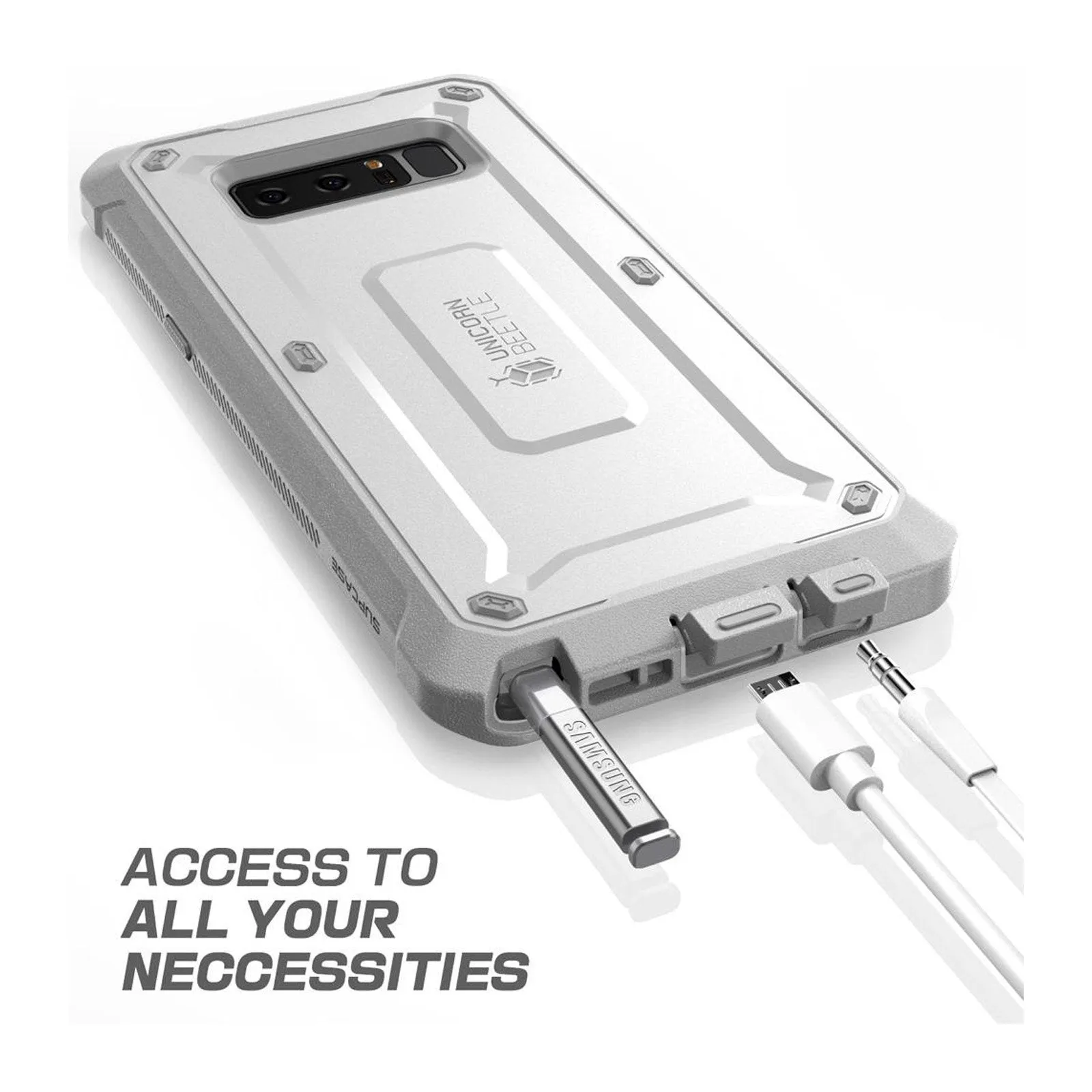 Trendy 2025 Galaxy Note8 Unicorn Beetle Pro Full Body Rugged Holster Case-White  Almost Sold Out!