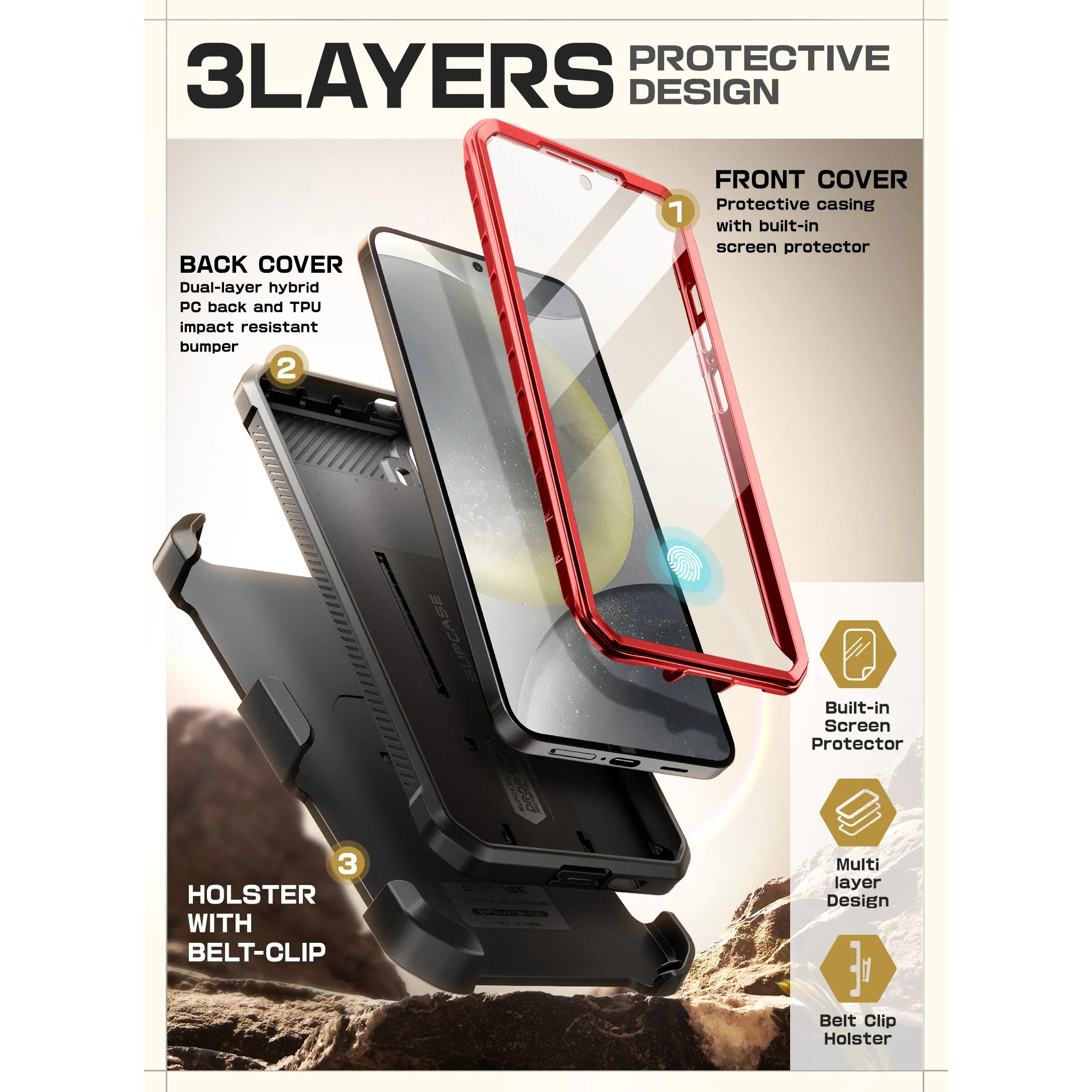 Trendy 2025 Galaxy S25 Plus Unicorn Beetle PRO Rugged Case-Metallic Red  Limited Stock!