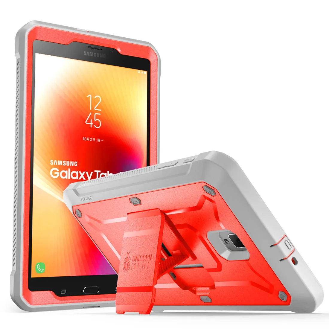 Trendy 2025 Galaxy Tab A 8.0 inch (2017) Unicorn Beetle Pro Rugged Case with Screen Protector and Kickstand-Red  Limited Release!