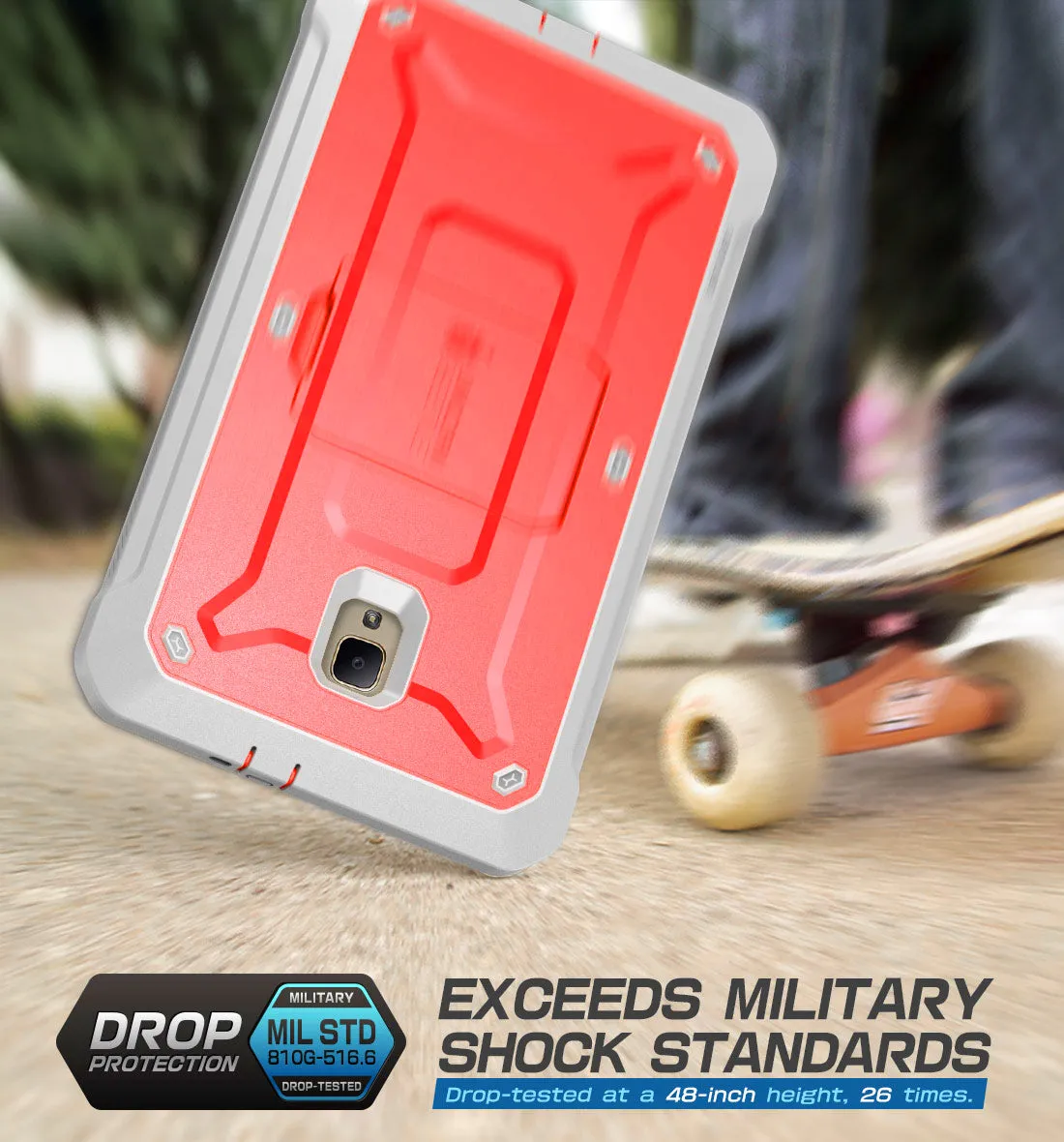 Trendy 2025 Galaxy Tab A 8.0 inch (2017) Unicorn Beetle Pro Rugged Case with Screen Protector and Kickstand-Red  Limited Release!