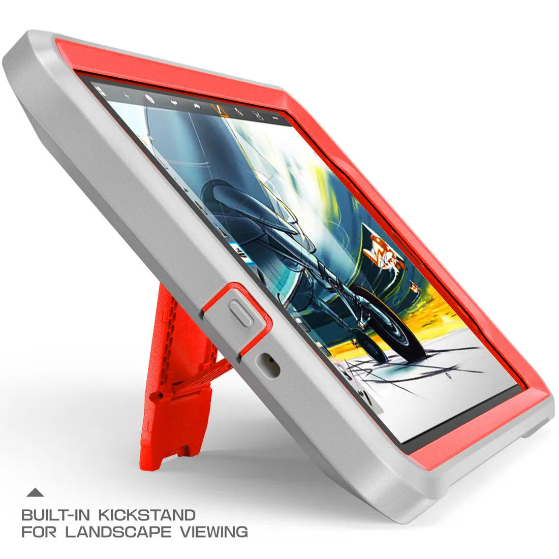Trendy 2025 Galaxy Tab A 8.0 inch (2017) Unicorn Beetle Pro Rugged Case with Screen Protector and Kickstand-Red  Limited Release!