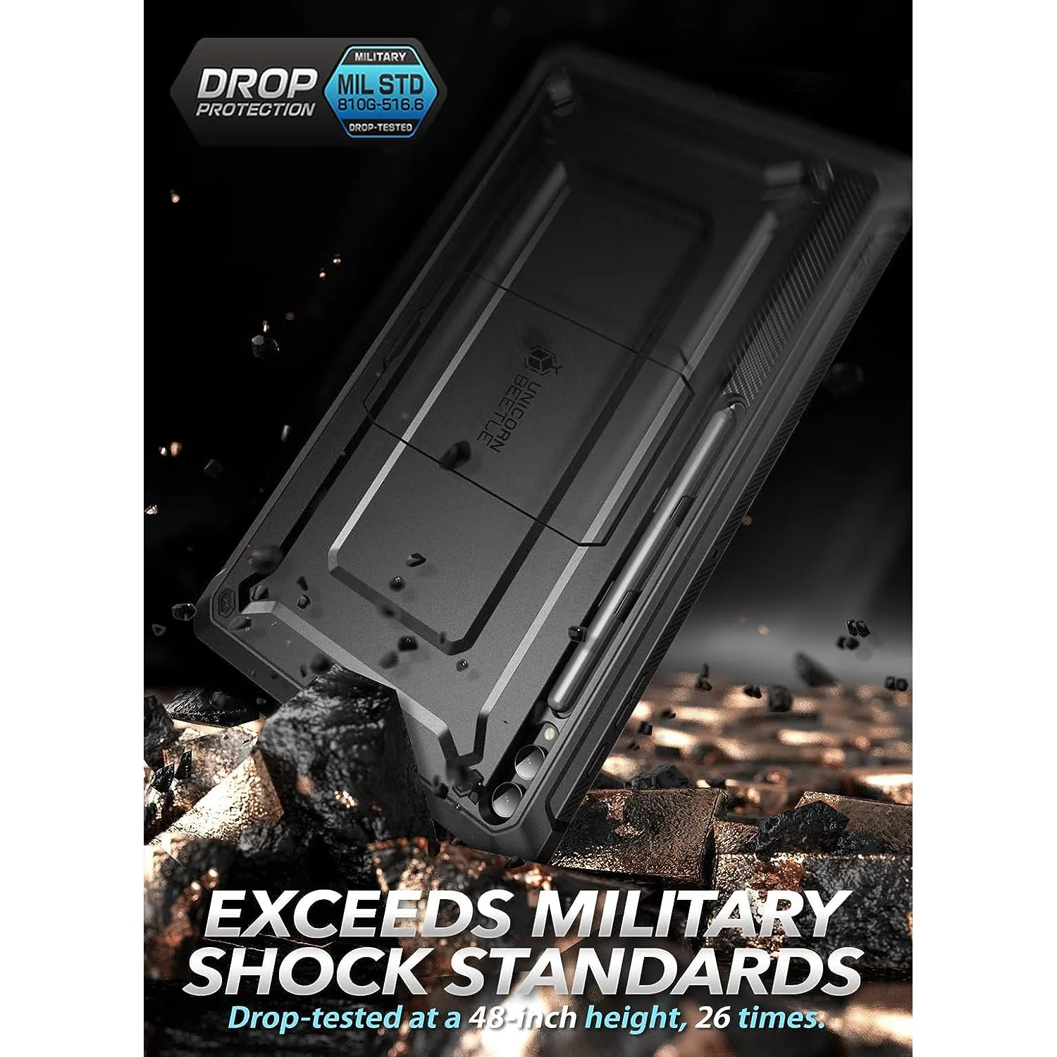 Trendy 2025 Galaxy Tab S10 Ultra (2024) Unicorn Beetle PRO Rugged Case-Black  Last Few Pieces!