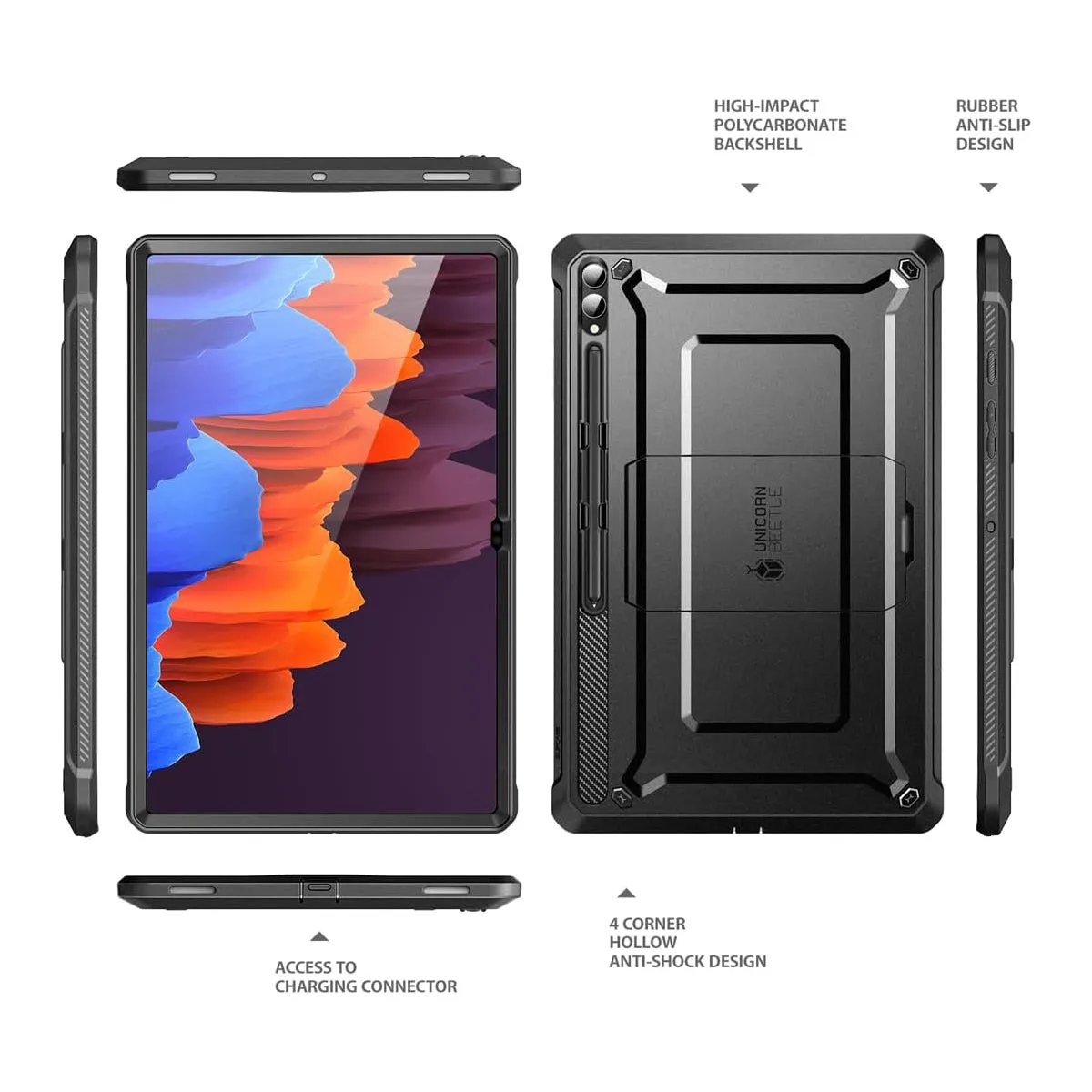 Trendy 2025 Galaxy Tab S10 Ultra (2024) Unicorn Beetle PRO Rugged Case-Black  Last Few Pieces!