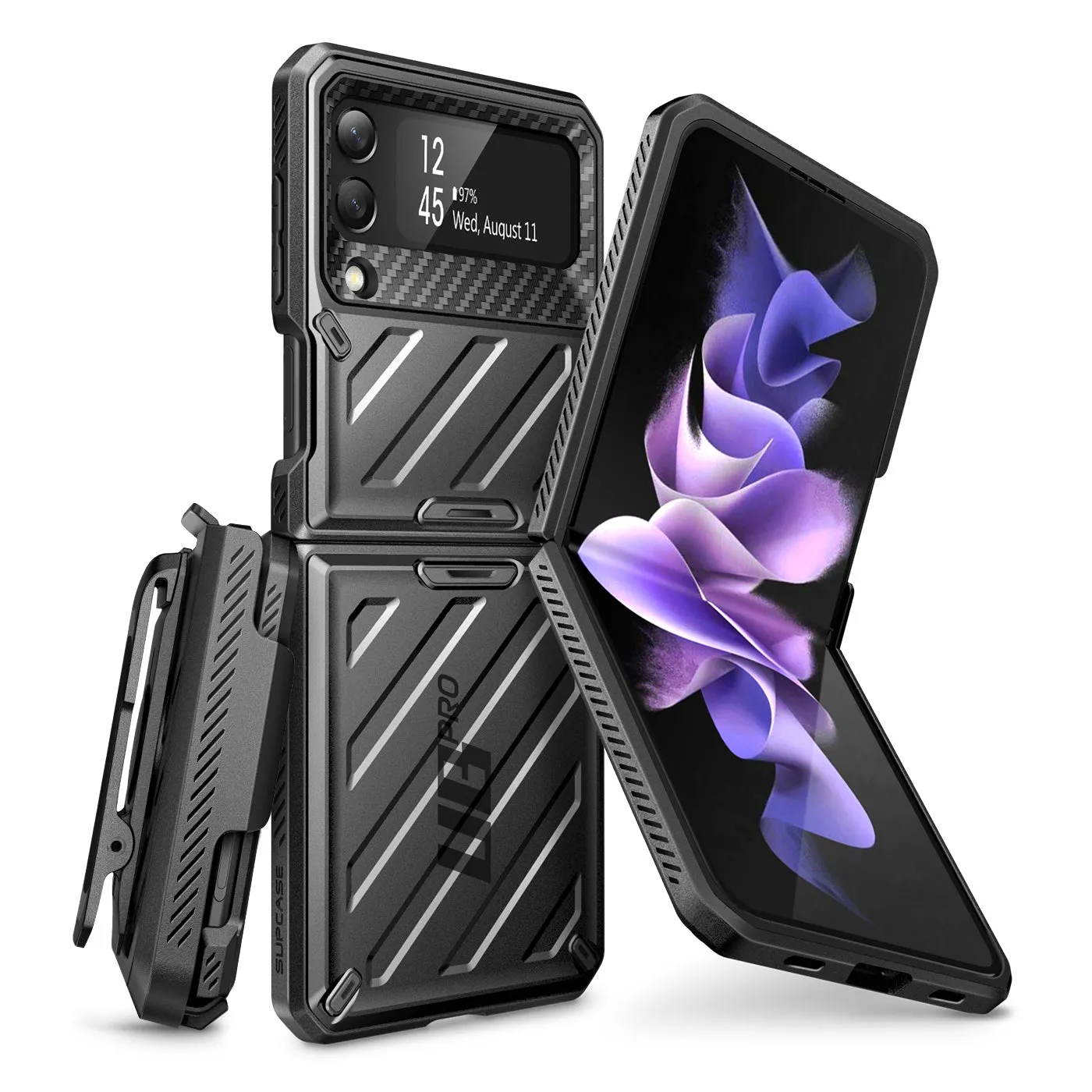 Trendy 2025 Galaxy Z Flip3 Unicorn Beetle PRO Rugged Case with Belt Clip-Black  Limited Availability!