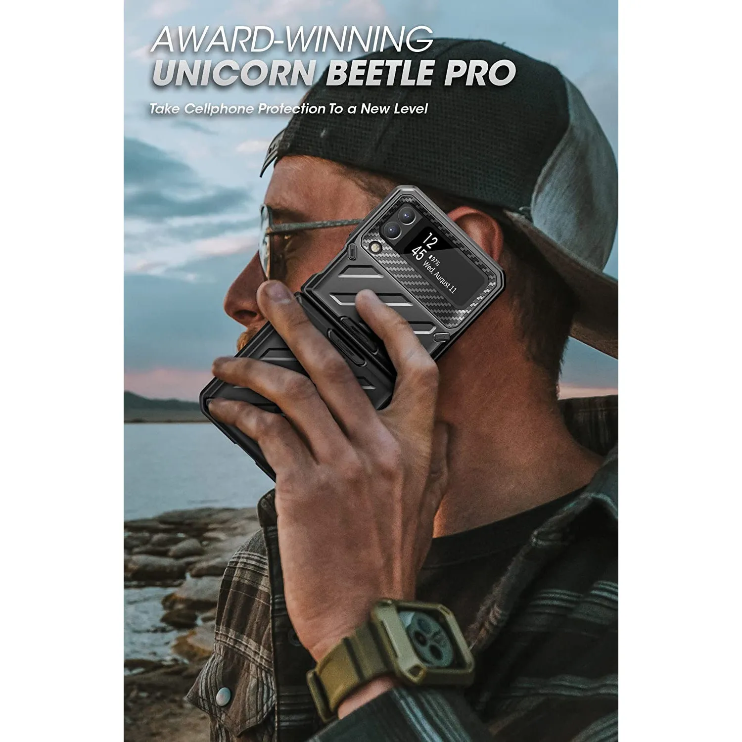 Trendy 2025 Galaxy Z Flip3 Unicorn Beetle PRO Rugged Case with Belt Clip-Black  Limited Availability!