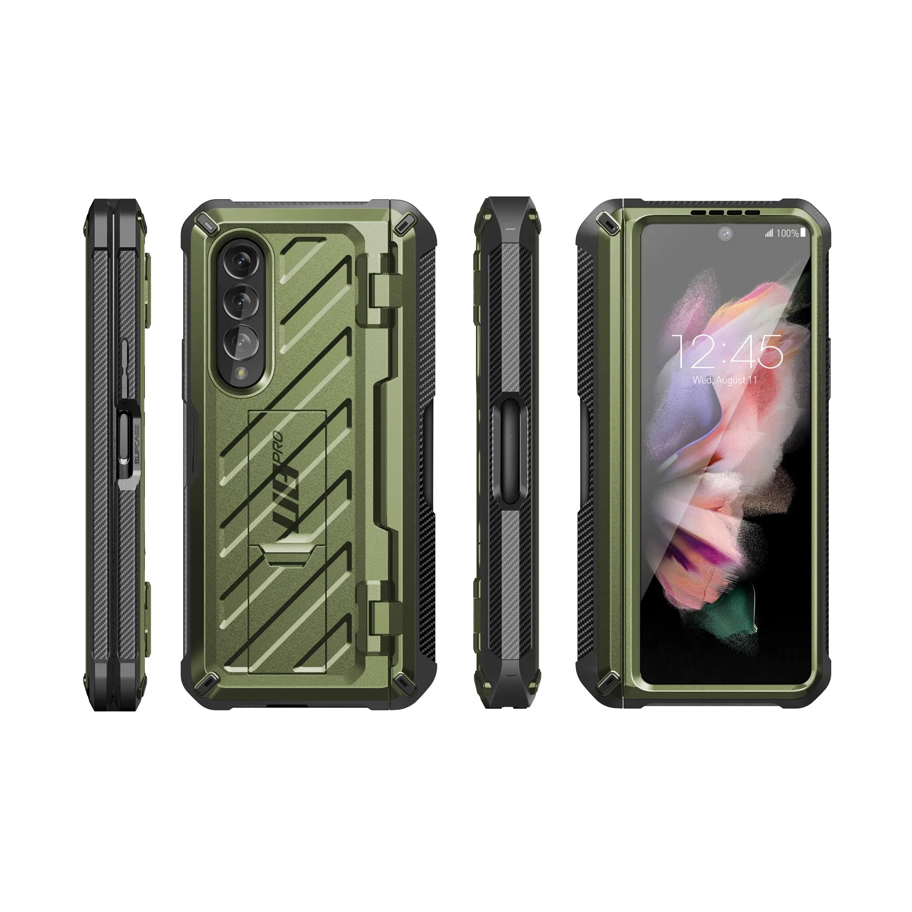 Trendy 2025 Galaxy Z Fold3 Unicorn Beetle PRO Rugged Case with S-Pen Holder-Dark Green  Last Few Pieces!