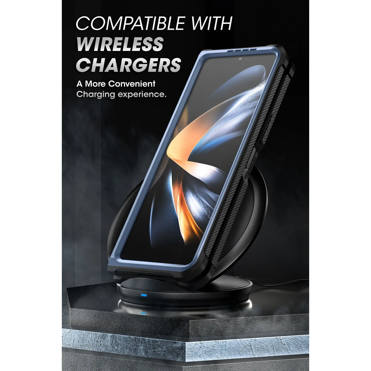 Trendy 2025 Galaxy Z Fold4 Unicorn Beetle Kickstand Case with Screen Protector-Metallic Blue  Today Only!