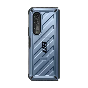 Trendy 2025 Galaxy Z Fold4 Unicorn Beetle Kickstand Case with Screen Protector-Metallic Blue  Today Only!