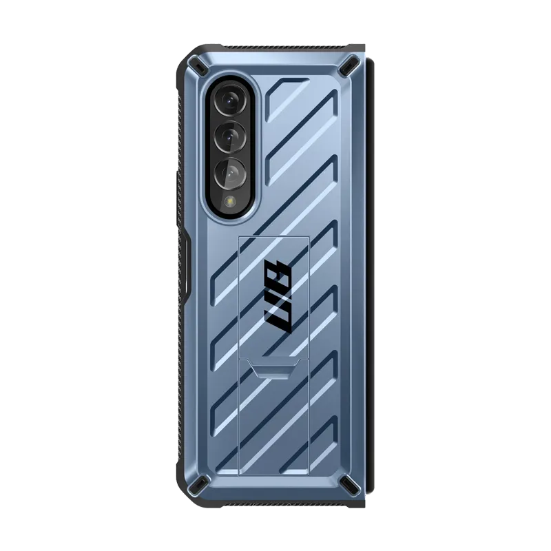 Trendy 2025 Galaxy Z Fold4 Unicorn Beetle Kickstand Case with Screen Protector-Metallic Blue  Today Only!