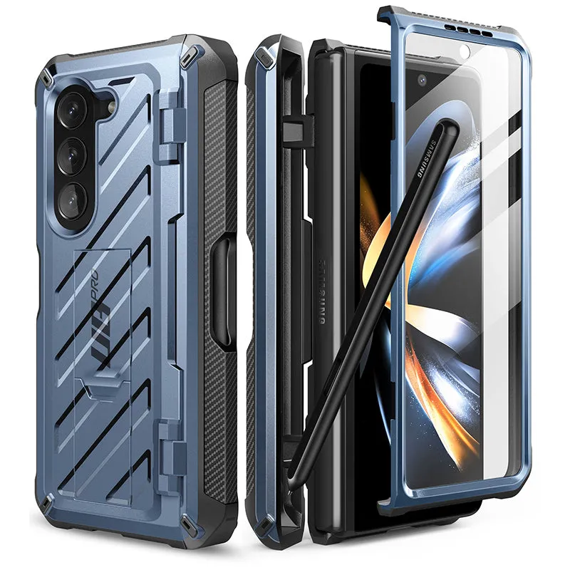 Trendy 2025 Galaxy Z Fold5 Unicorn Beetle PRO Rugged Case with S-Pen Holder-Metallic Blue  Ends Soon!
