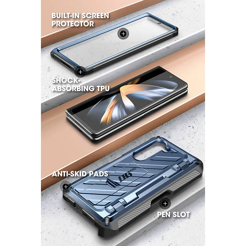 Trendy 2025 Galaxy Z Fold5 Unicorn Beetle PRO Rugged Case with S-Pen Holder-Metallic Blue  Ends Soon!