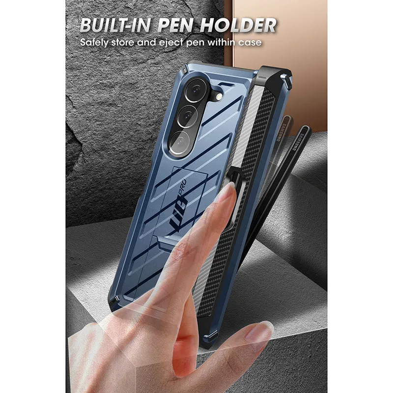 Trendy 2025 Galaxy Z Fold5 Unicorn Beetle PRO Rugged Case with S-Pen Holder-Metallic Blue  Ends Soon!