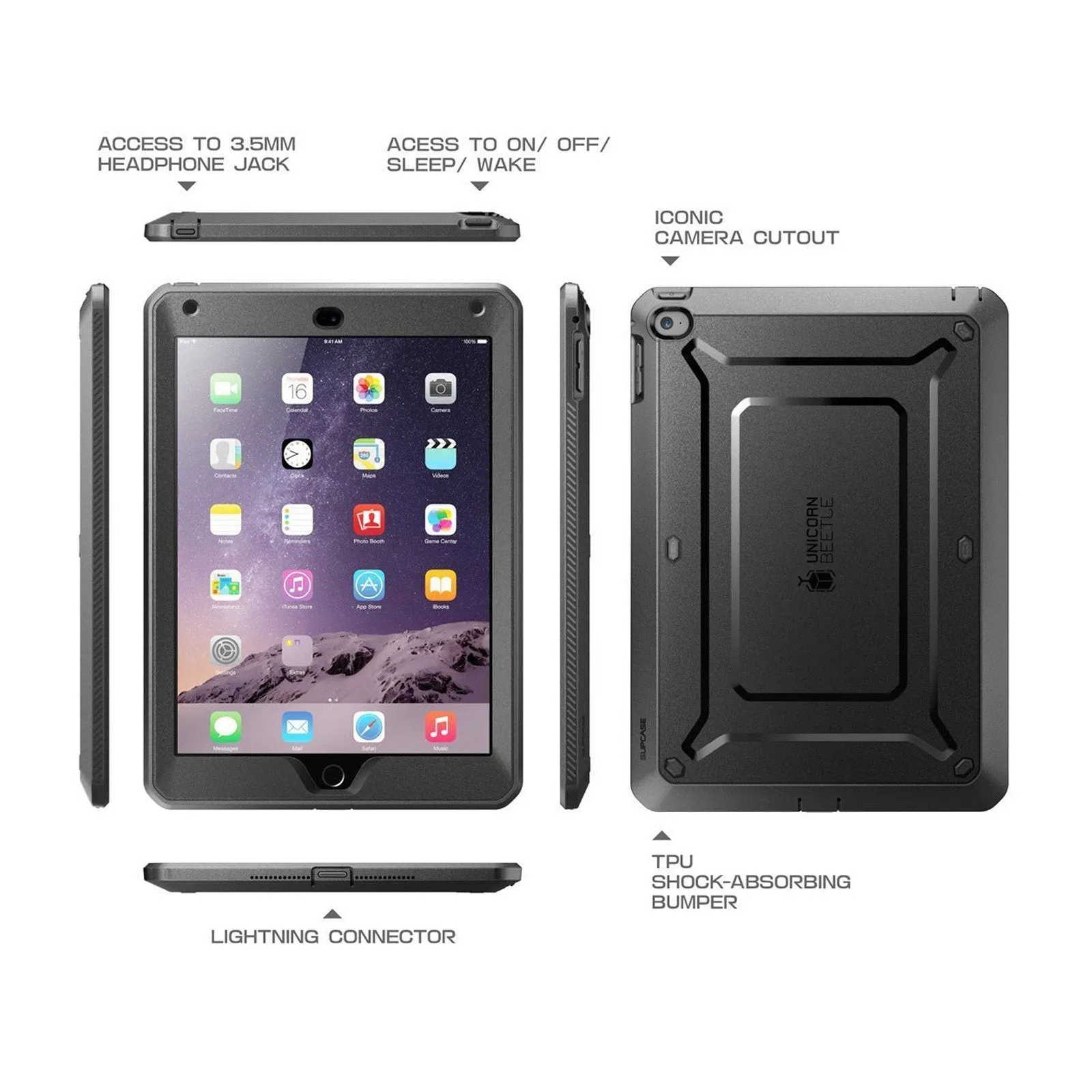 Trendy 2025 iPad Air 2 Unicorn Beetle Pro Full-Body Protective Case-Black  Almost Sold Out!