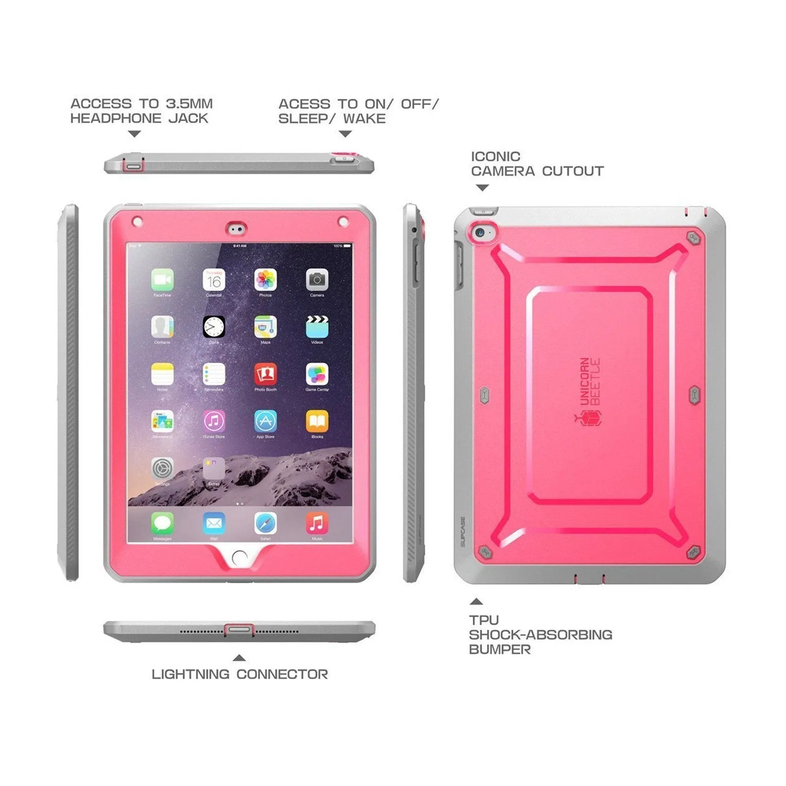Trendy 2025 iPad Air 2 Unicorn Beetle Pro Full-Body Protective Case-Pink  Limited Release!