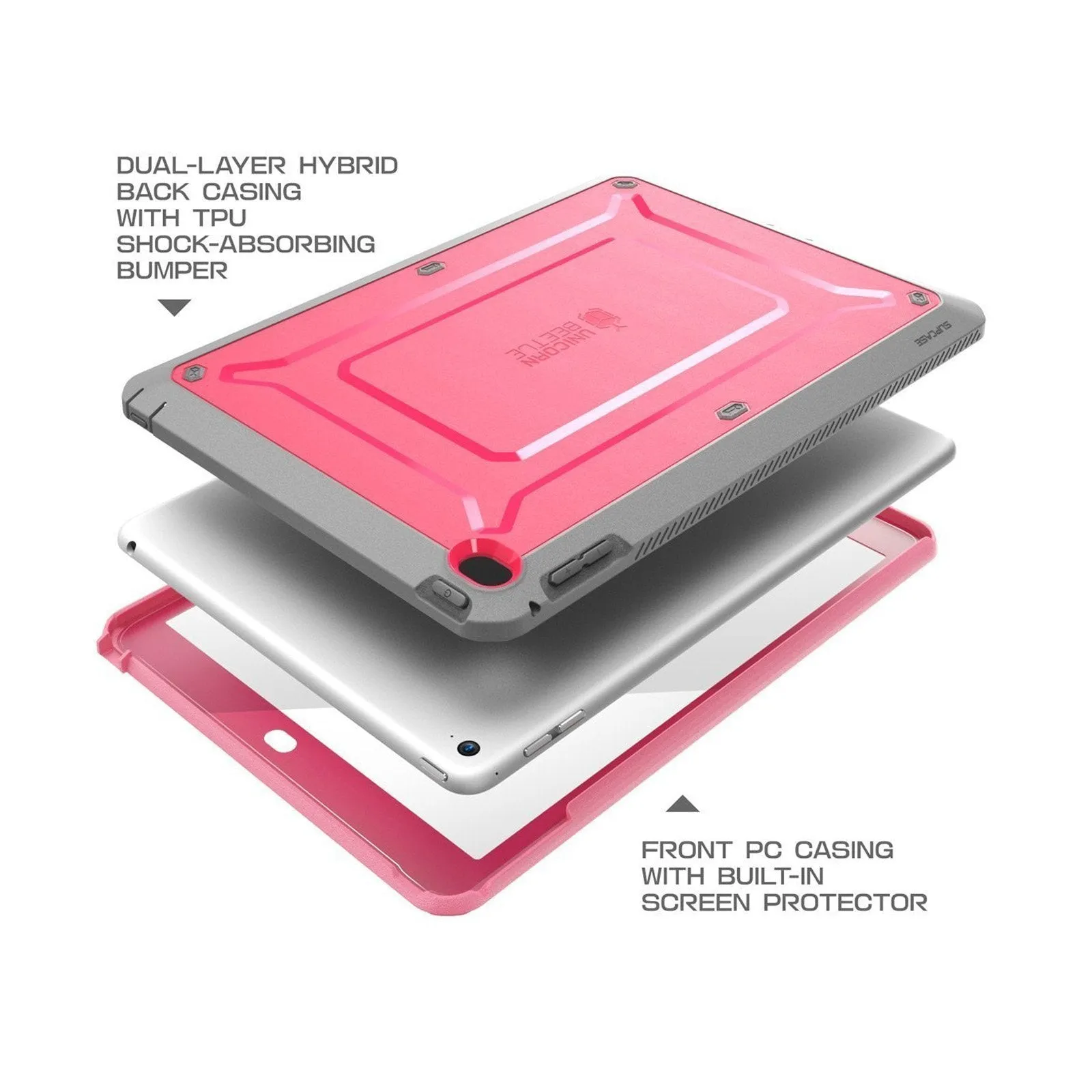 Trendy 2025 iPad Air 2 Unicorn Beetle Pro Full-Body Protective Case-Pink  Limited Release!