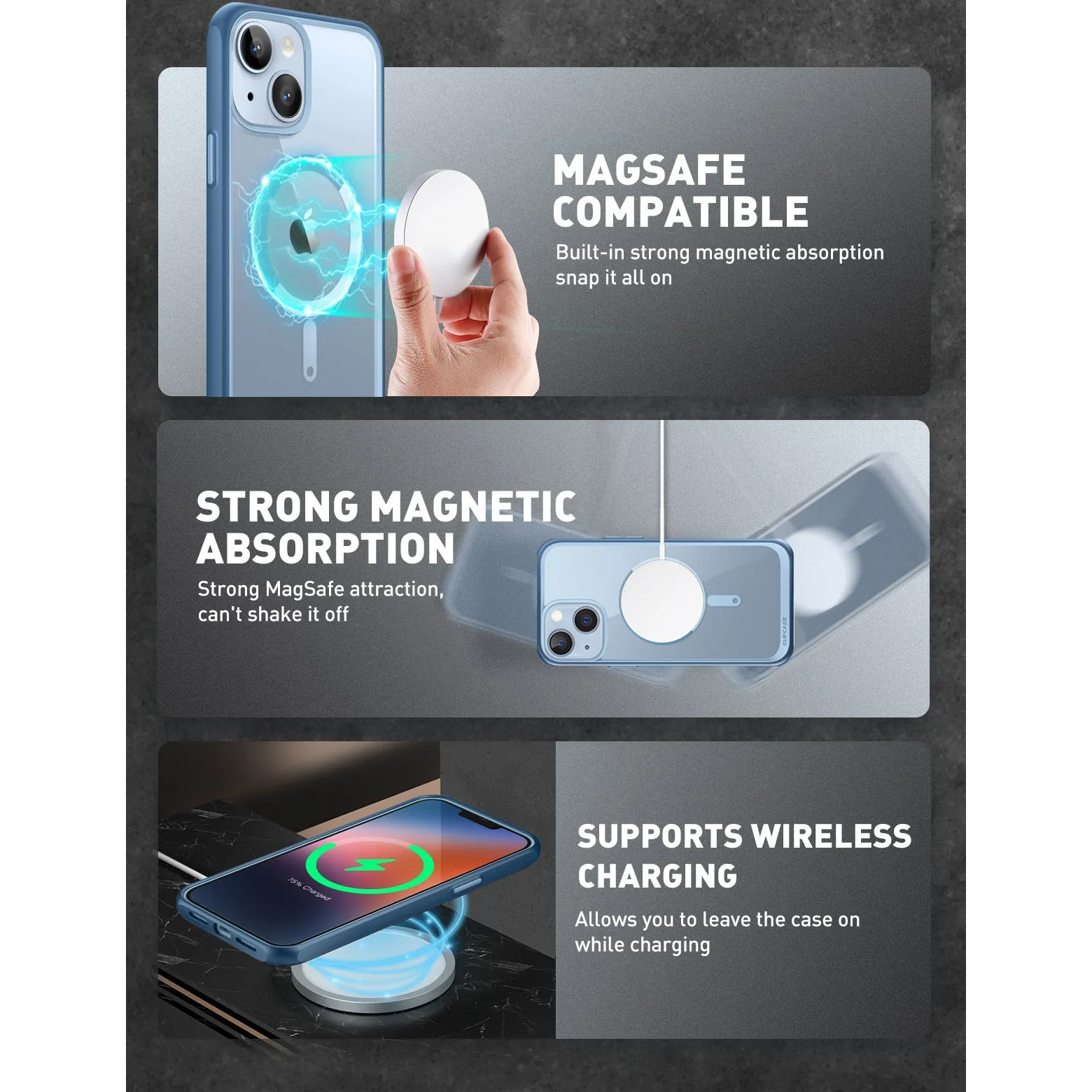 Trendy 2025 iPhone 14 Plus 6.7 inch Unicorn Beetle MAG Slim Clear MagSafe Case-Blue  Limited Availability!