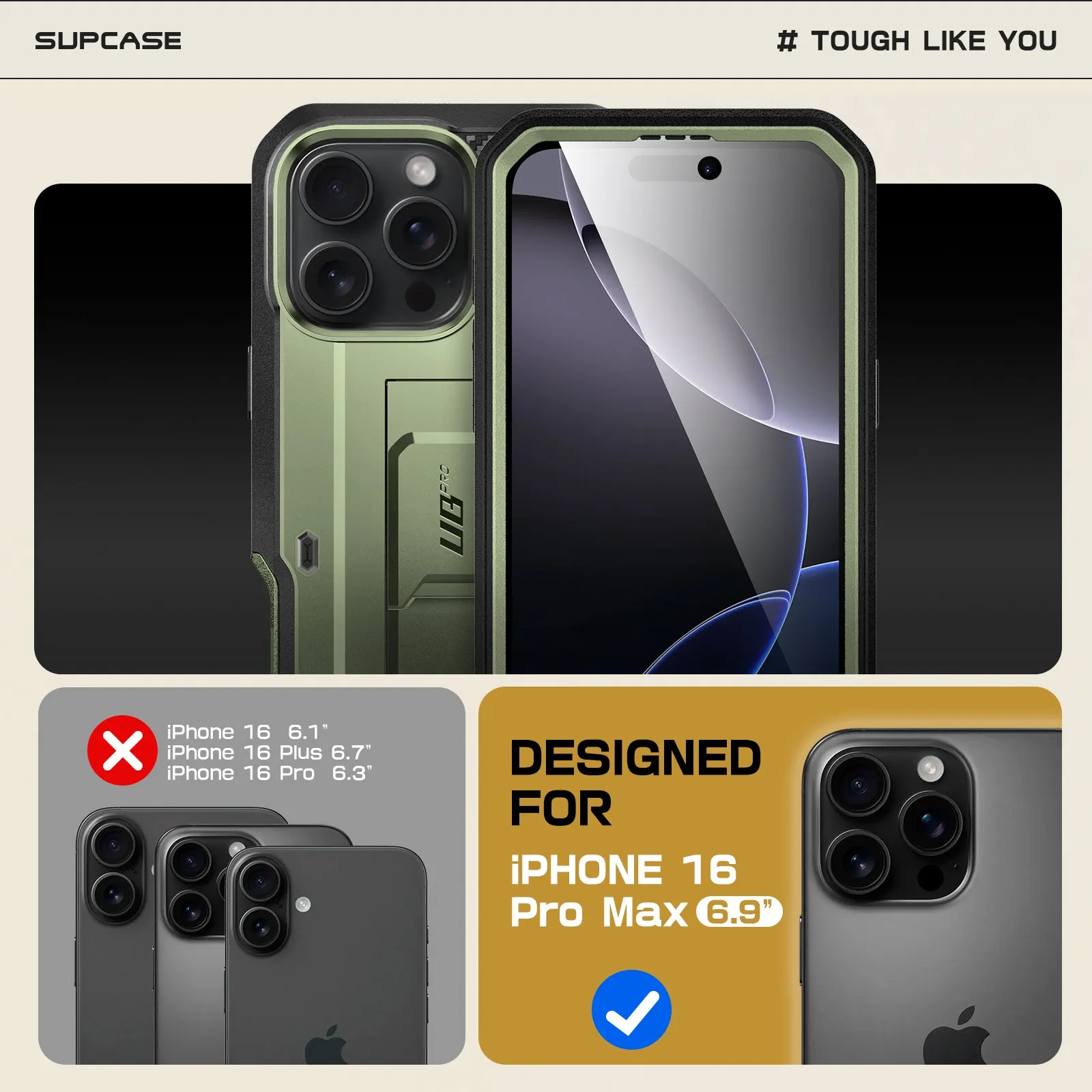 Trendy 2025 iPhone 16 Pro Max 6.9 inch Unicorn Beetle PRO Rugged Case-Dark Green  Limited Stock!